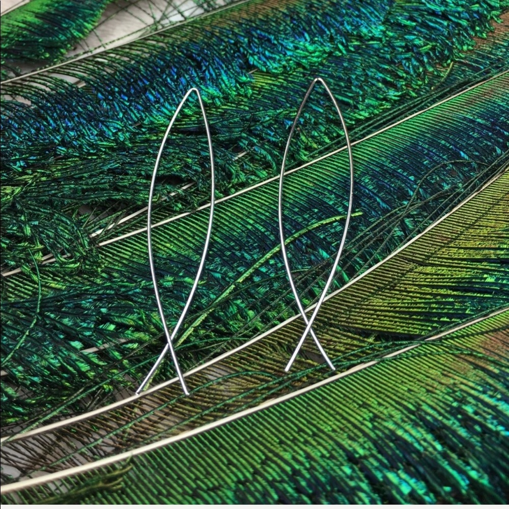 Silver Minimalist Hoop Earrings - Picture 5 of 6